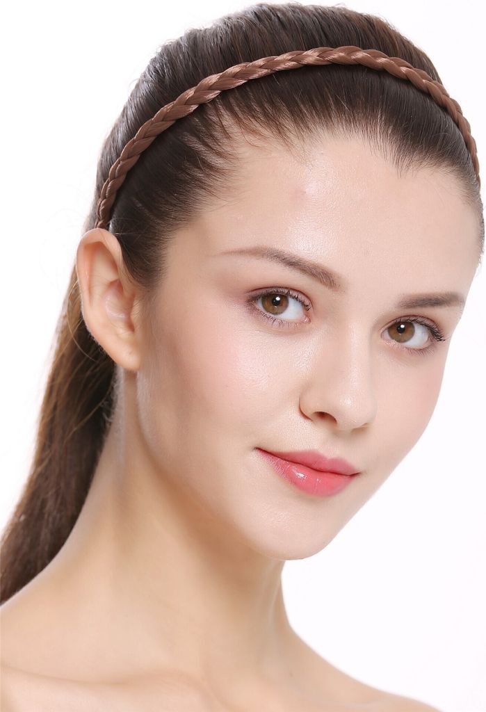 WIG ME UP Geflochtenes Haarband schmal Hellbraun Produktbild 