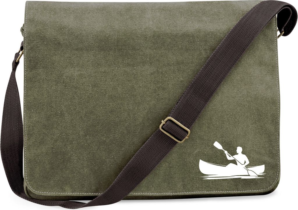 Huuraa Umhängetasche Canoeing Kajakfahren 14 Liter Military Green Canvas Laptoptasche Geschenkidee