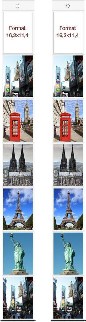 2 er Set Fototasche für 7 Fotos, Hochformat, 11,4x16,2 cm