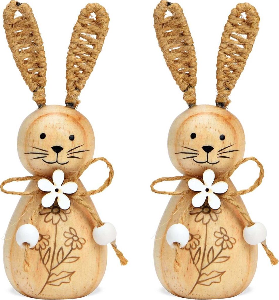 Osterhasen Set Osterdeko aus Holz Frühlingsdeko Ostern 10 cm