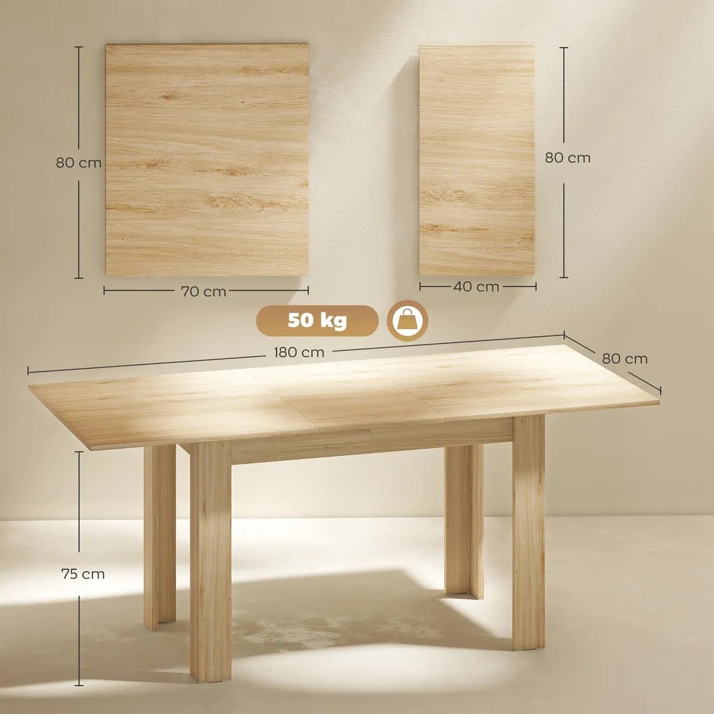 Table à manger modulable 6 à 8 places effet bois naturel design - 5