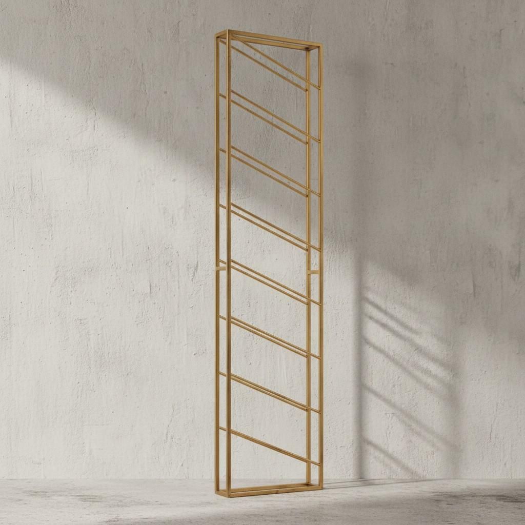 Weinregal Wand Metall Gold 36x150x8 cm Groß für 8 Flaschen, Design Wandregal für die Küche, Flaschenregal Hängend Schmal Wandmontage