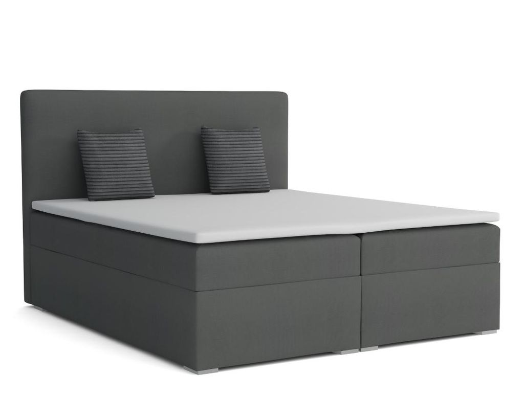 Boxspringbett BOSTON 200x200 cm Velour Paros 6 Dunkelgrau Komplettbett inkl..Taschenfederkernmatratzen 7 Zonen H4 Polsterbett