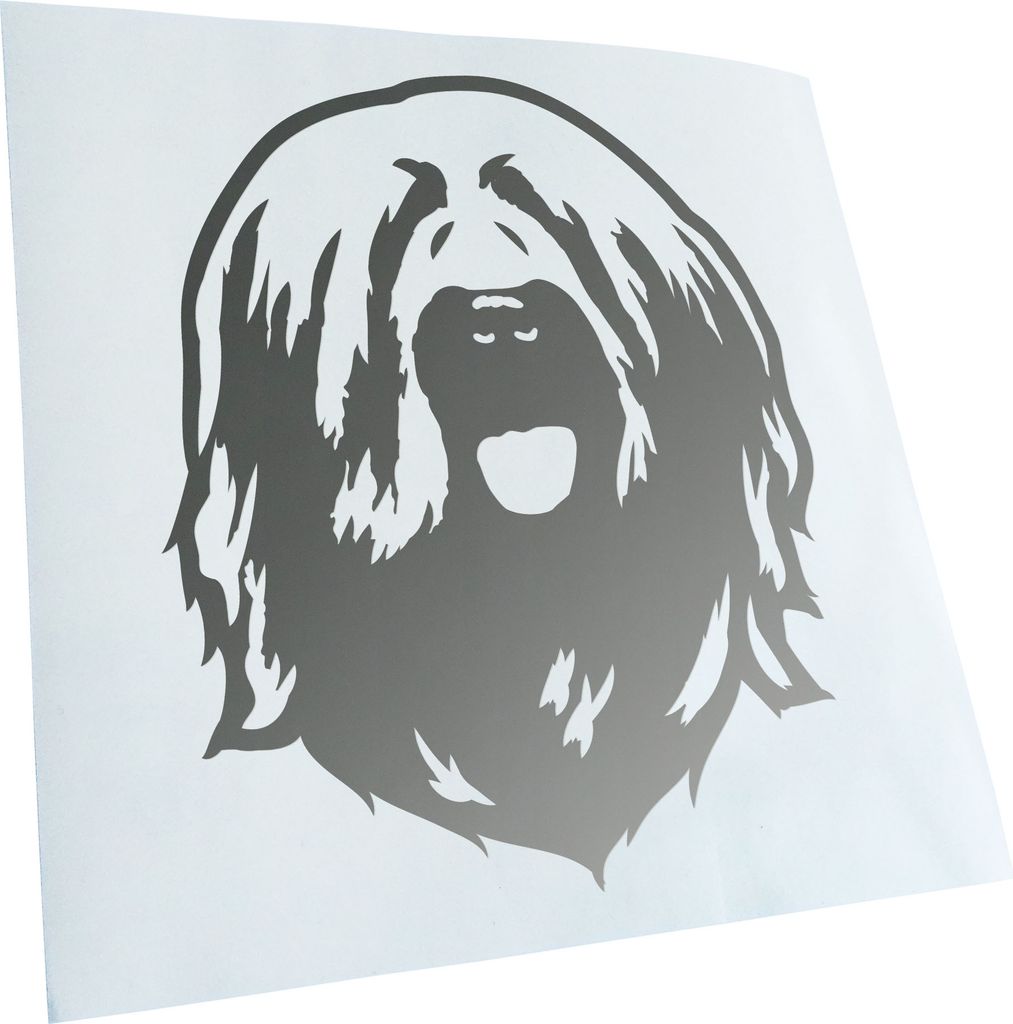 Kiwistar - Autoaufkleber - Briard Hund - Silber - 40x33cm - Aufkleber für Auto, Laptop, Fahrrad, LKW, Motorrad mehrfarbig JDM Decal Racing