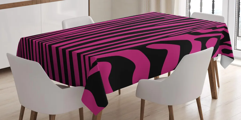 Tovaglia Rettangolare ABAKUHAUS Rosa e Nero - Motivo Safari Boho