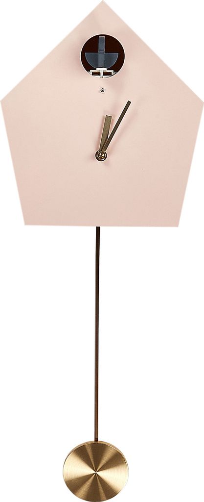 BELIANI Kuckucksuhr Rosa 24 x 63 cm mit Goldenen Details Ohne Ziffern Modernes Design Wanduhr Wanddeko Accessoires für Wohnzimmer Kinderzimmer