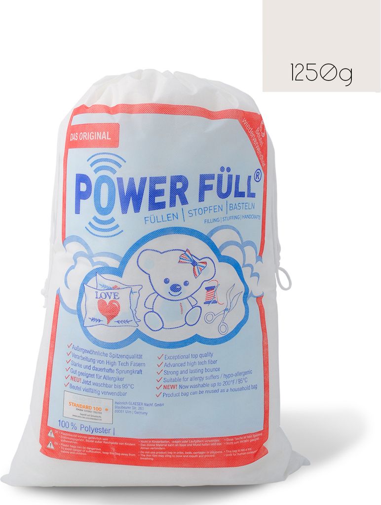 Power Füll Füllwatte | 1250 g | antiallergisch | waschbar bei 95°C | hochflauschig Kissenfüllung | Bastelwatte | Füllmaterial | Stopfmaterial