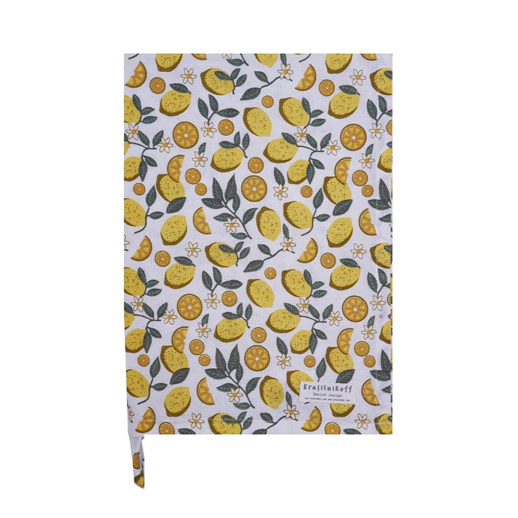 Krasilnikoff – Geschirrtuch KW13426 – Lemons, yellow / Zitronen, gelb