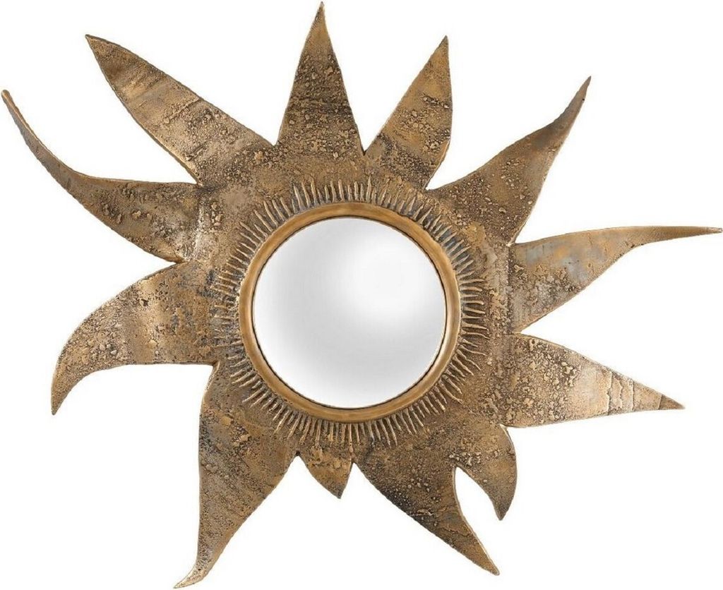 Casa Padrino Designer Konvexspiegel Vintage Messing 83 x 9 x H. 75 cm - Wohnzimmer Wandspiegel - Garderoben Spiegel - Luxus Qualität