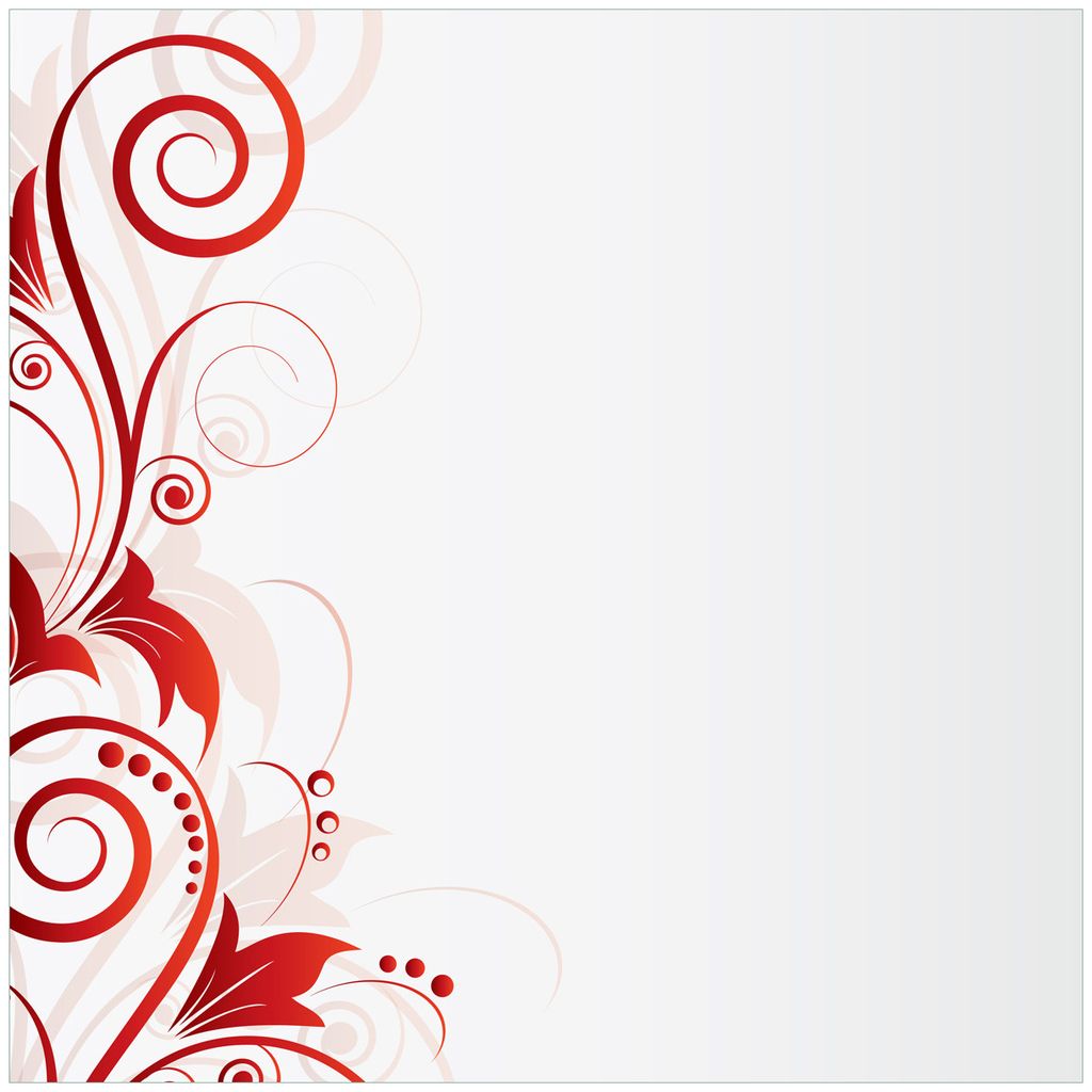 Wallario Wandbild aus Acryl, 50 x 50 cm, freischwebende Optik - Abstrakte rote Blumenschnörkel