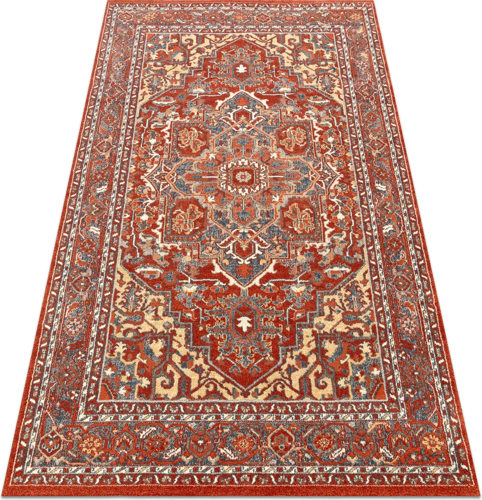 Tapis laine résistant aux taches 80x160 cm pour intérieur chic rouge