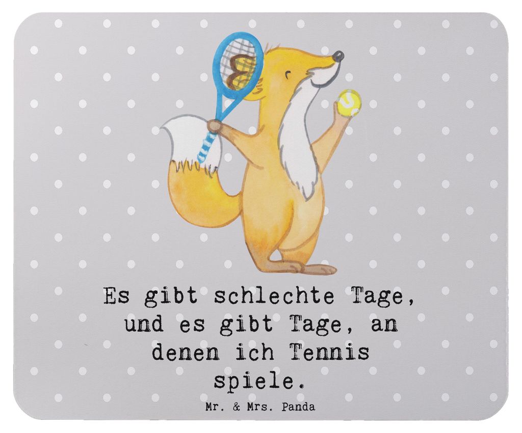 Mr. & Mrs. Panda Mousepad Fuchs Tennis spielen - Grau Pastell - Geschenk, Turnier, Mauspad, Ballsportart, pc mausunterlage, Mouse Pad, Tennisclub, ...