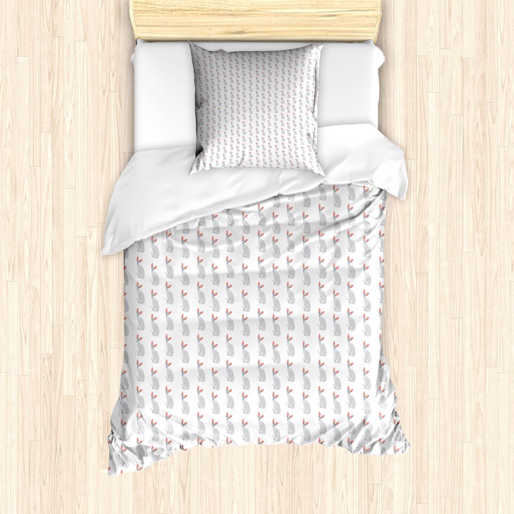 ABAKUHAUS Kätzchen Bettbezug Set für Einzelbetten, Karikatur-Katzen Wiederholung, Milbensicher Allergiker geeignet mit Kissenbezug, 135 cm x 200 ...