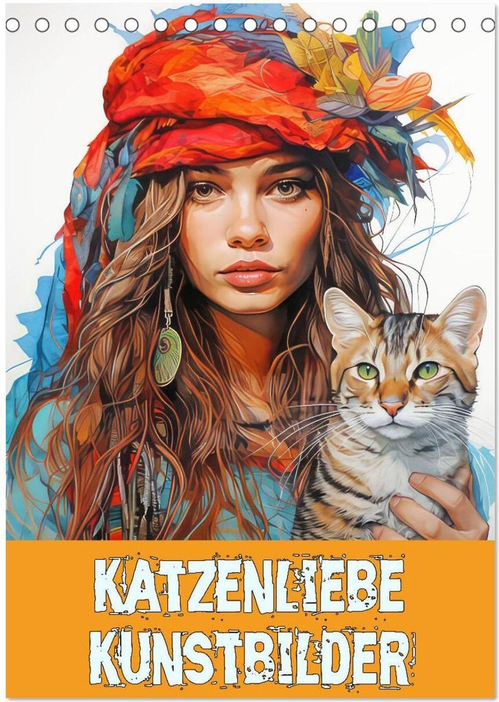 Katzenliebe Kunstbilder (Tischkalender 2026 DIN A5 hoch), CALVENDO Monatskalender