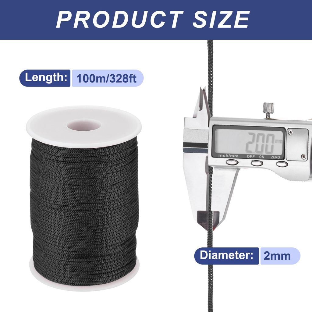 Polypropylen-Seil 2mm Polypropylenseil 10Om PP Flechtleine Textilseil Leine Nylonschnur Schnur Rei?feste Rope Kunststoffseil fš¹r W?scheleine Cam...