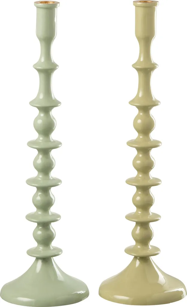Bougeoir Aluminium Vert pour Déco de Table - Lot de 2 J-Line Assortis