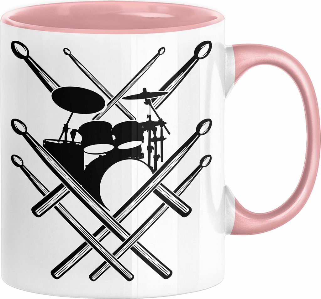 Drummer Schlagzeug-Spieler Geschenk Tasse Geschenkidee Kaffee-Becher Schlagzeuger Schlagzeug Stick (Rosa)
