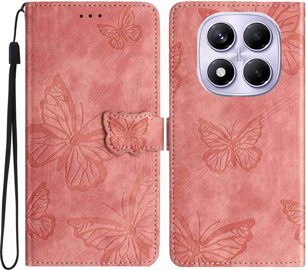 Xiaomi Redmi Note 15 Pro 5G Hülle - Coverup Schmetterlinge Klapphülle - Rosa