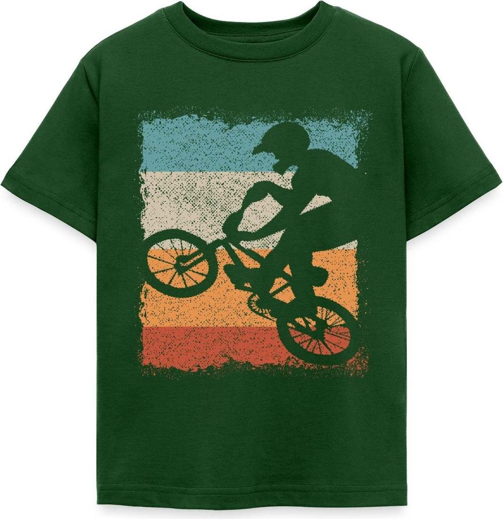 Spreadshirt BMX Sprung Vintage Kinder T-Shirt, 98/104 (3-4 Jahre), Forstgrün