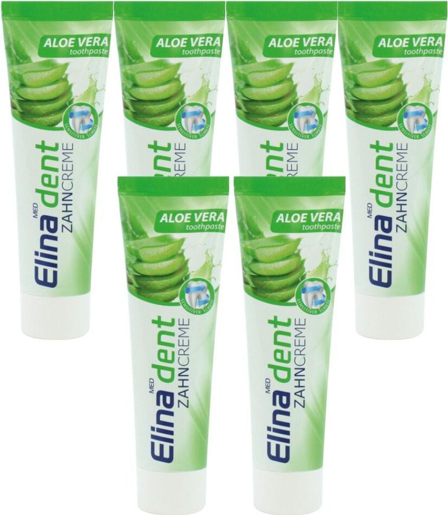 6x 100 ml Elina Aloe Vera Zahncreme mit Fluorid