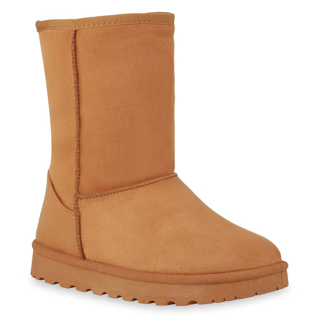 Giralin Damen Warm Gefütterte Schlupfstiefeletten Profil-Sohle Schuhe 836446, Farbe: Hellbraun, Größe: 40