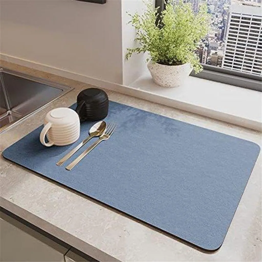 Tapis de cuisine antidérapant lavable bleu 40x50 cm résistant et chic