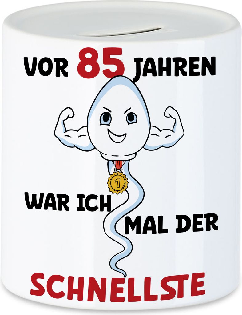 Vor 85 Jahren War Ich Mal Der Schnellste Spardose Happy Birthday 85. Geburtstag Glückwünsche Geburtstagstorte