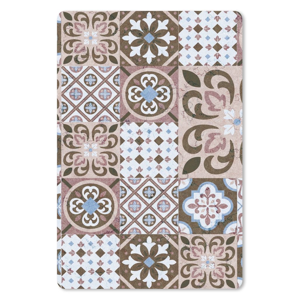 MuchoWow Mauspad Mousepad Muster - Vintage - Braun - Blumen - Formen 40x60 cm - Mousepads - Maus Mat - Pad - Mausunterlage - Schreibtisch Accesoire