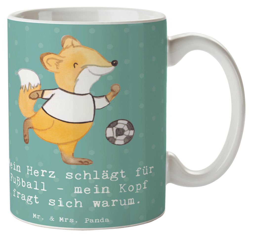 Mr. & Mrs. Panda Pott Fußball Liebe - Meeresbrise - Geschenk, Teamsport, Kaffeetasse, Sportler Geschenke, Kakaotasse, Leidenschaft, Herz, Verstand...