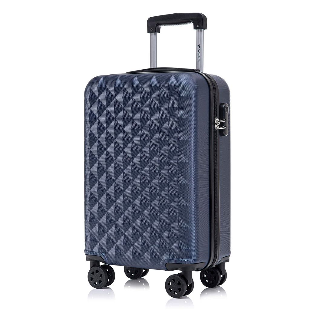 Koffer Trolley Reisekoffer Suitcase, Rollkoffer Handgepäck ,mit 4 Rollen360°, Hartschalenreisekoffer, Zahlenschloss, Weicher Gummigriff (M,Dunkel...