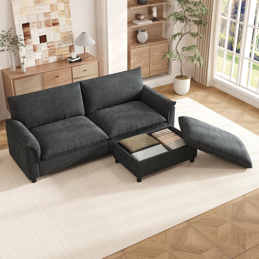 STILVORA Modulares Sofa als Cloud-Sectional mit Deep-Seat und hoher Rückenlehne, Ecksofa für Wohnzimmer, Wohnzimmersofa übergroß mit 1 beweglic...