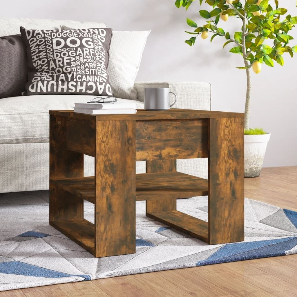 vidaXL Couchtisch Räuchereiche 55,5x55x45 cm Holzwerkstoff - Couchtisch - Couchtische - Wohnzimmertisch - Sofatisch