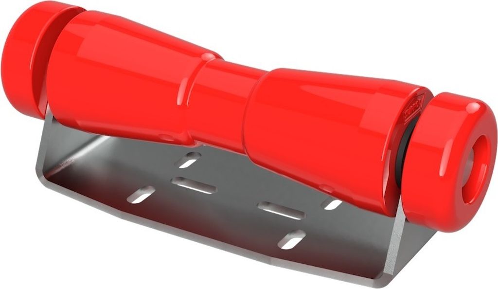 Polyurethan Kielrolle mit Halter B inkl. Endkappen Bootstrailer Sliphilfe verzinkt SUPROD, 250 mm (+ EC), rot