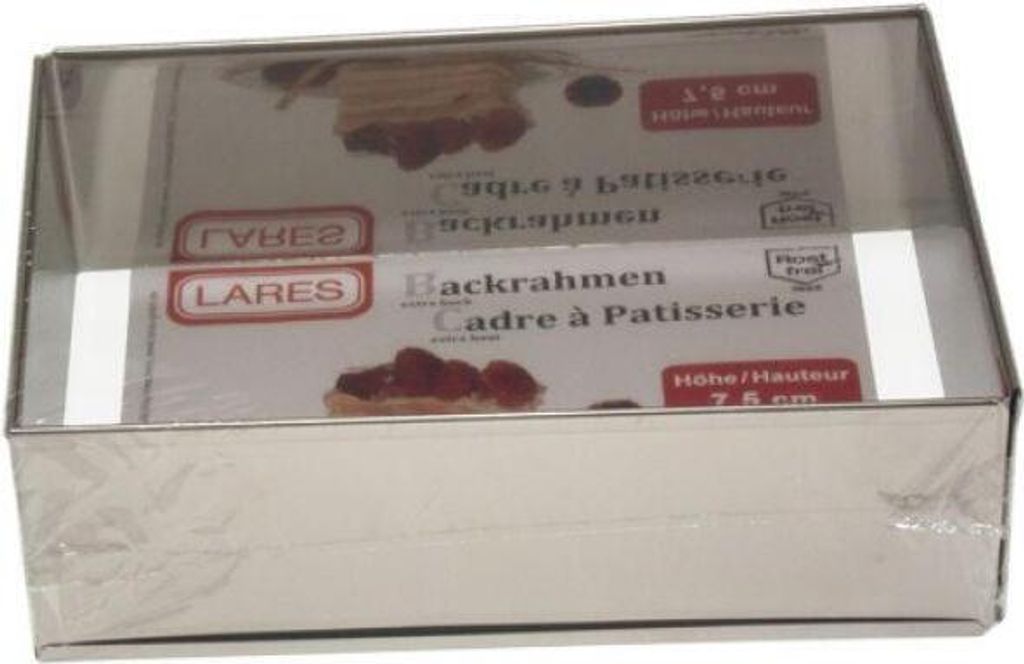 Lares Tortenform Kuchenform Backrahmen eckig  7,5 cm hoch Produktbild 