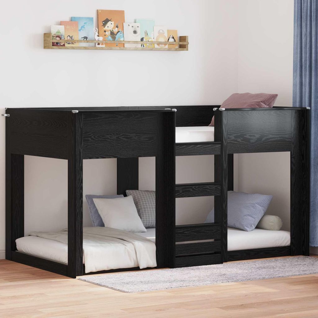 Maison Exclusive - Etagenbett für Kinder Schwarz Eichen-Optik 90 x 200 cm