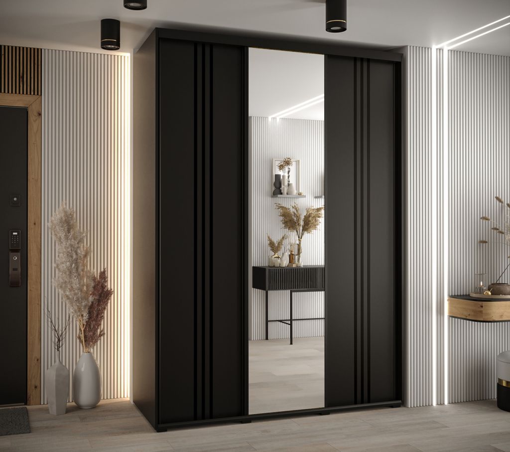Kleiderschrank ASIRI 7 – 170/45 cm, schwarz/gold
