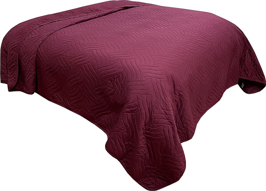 Tagesdecke Bettüberwurf 220x240 cm bordeaux Uni Einfarbig Produktbild 