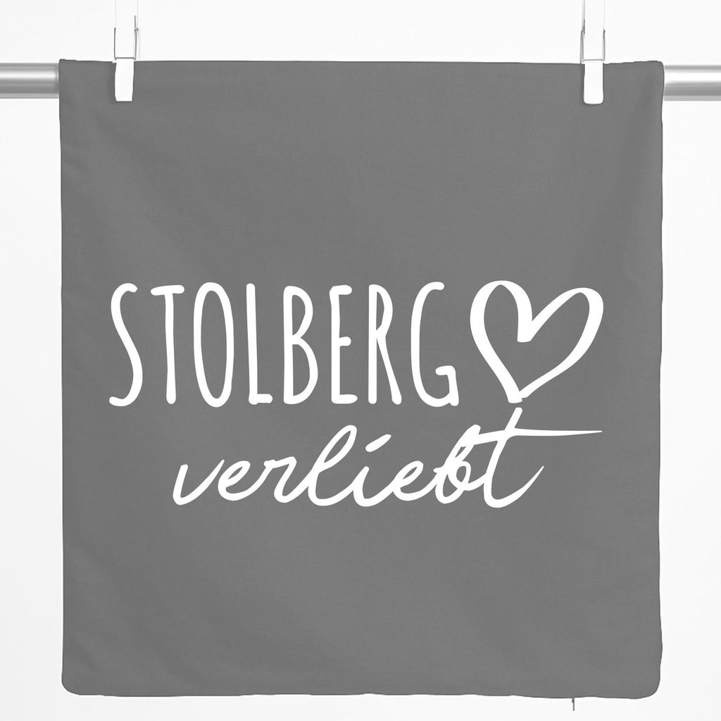 Huuraa Kissenbezug Stolberg (Rheinland) verliebt 40x40cm Steel Grey Baumwolle Dekokissenbezug Geschenkidee
