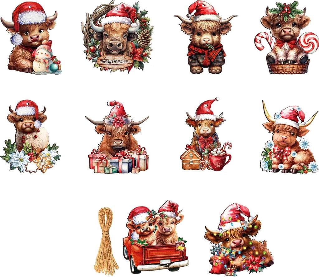 Weihnachtspferde-Ornamente, 2D-Acryl, Vintage-Pferde, Weihnachtsbaum-Hängedekoration, Western-Thema, Tierornamente für Weihnachtsbaum-Heimdekoration