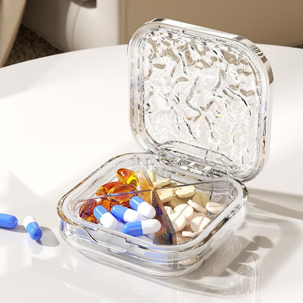 (2 Stück) Mini-Pillendose, transparentes Wellendesign, ABS-Reisegröße, klein und tragbar, kann in einer Geldbörse oder einem Rucksack verstaut ...