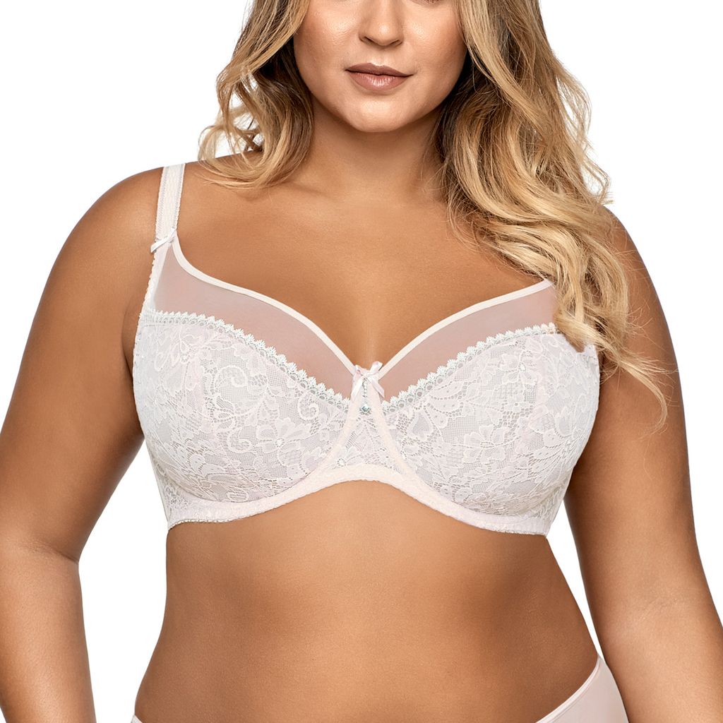 Ava 1396 Soft BH Damen Unterwäsche gemustert Seitenstäbchen regulierbar Setteil , weiß, 80J