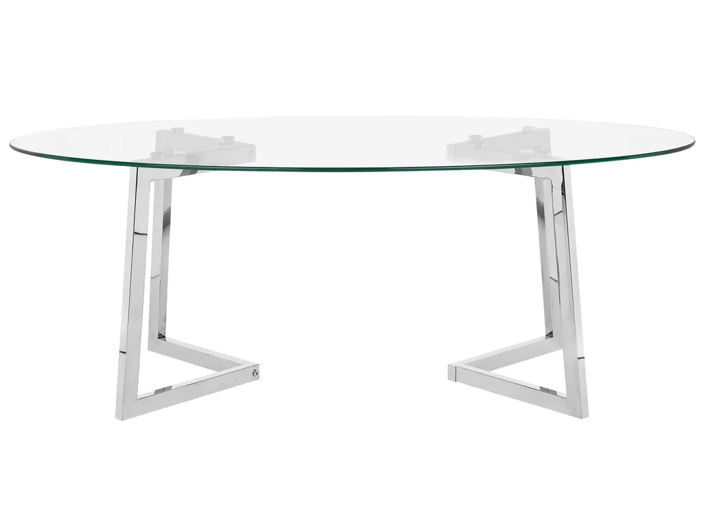 Table basse verre et métal argenté 120 cm : Solidité et design épuré - 4