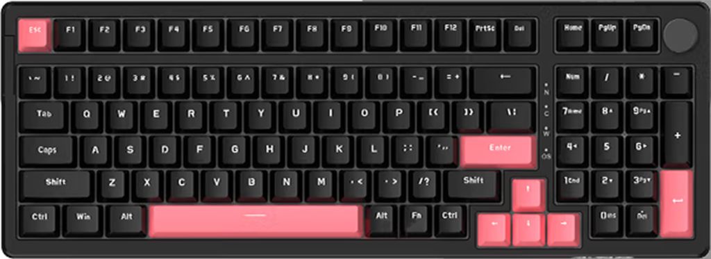 Tri-Mode-Tastatur kabellos BT 2,4-GHz Mechanische Gaming Tastatur mit allen Schaltern austauschbar Hot-Swap-fähiger Angepasste Tastatur, rote Achse