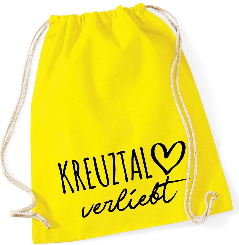 Huuraa Turnbeutel Kreuztal verliebt 12 Liter Yellow Baumwolle Rucksack Geschenkidee