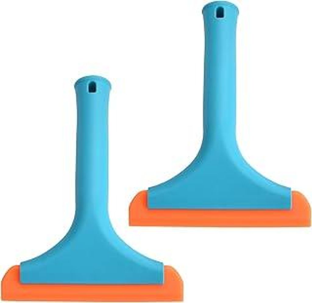2 Stück Silikon Duschabzieher, Shower Squeegee, Klein Scheibenabzieher Auto, Vielseitig Fensterabzieher, Blau Fenster Abzieher Wischer für Dusche...