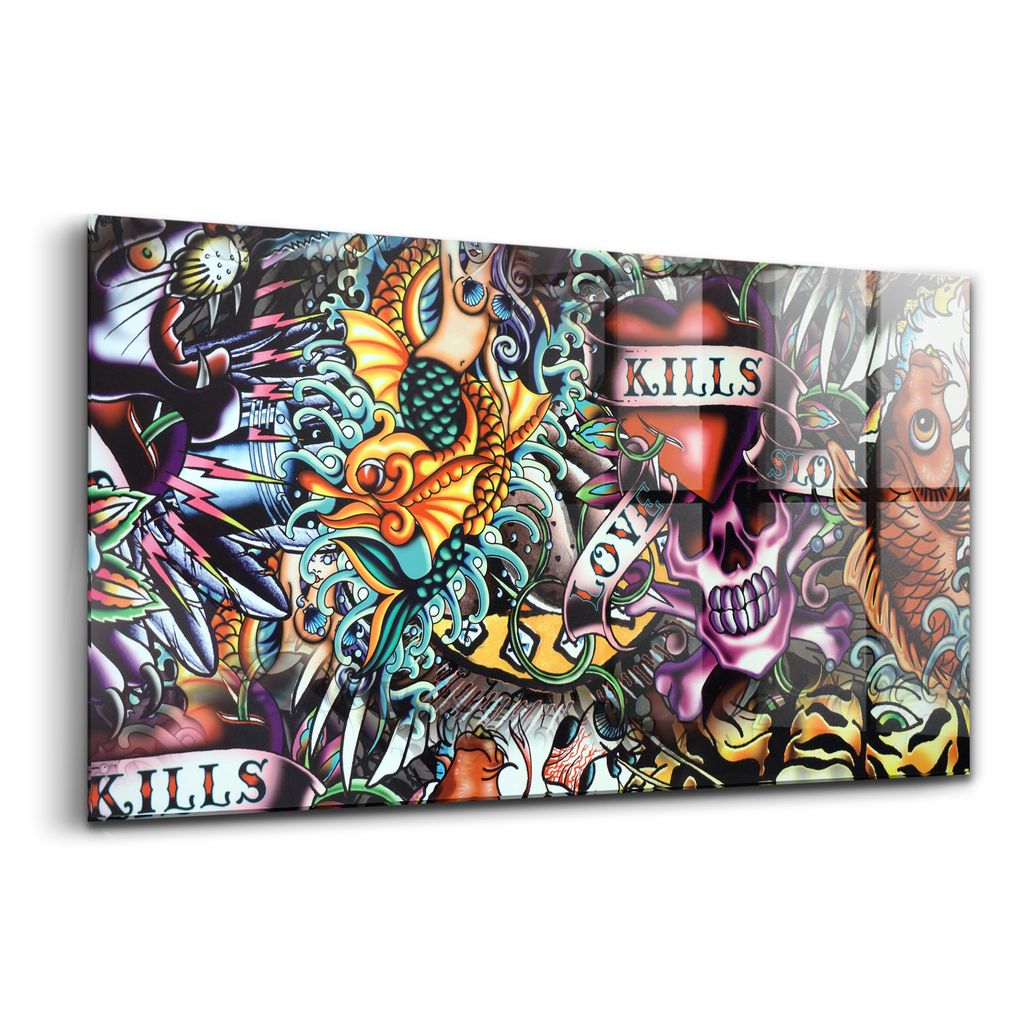 Glasmalerei - dekorative Malerei - moderne Malerei - 100x50 - Graffiti-Tattoo