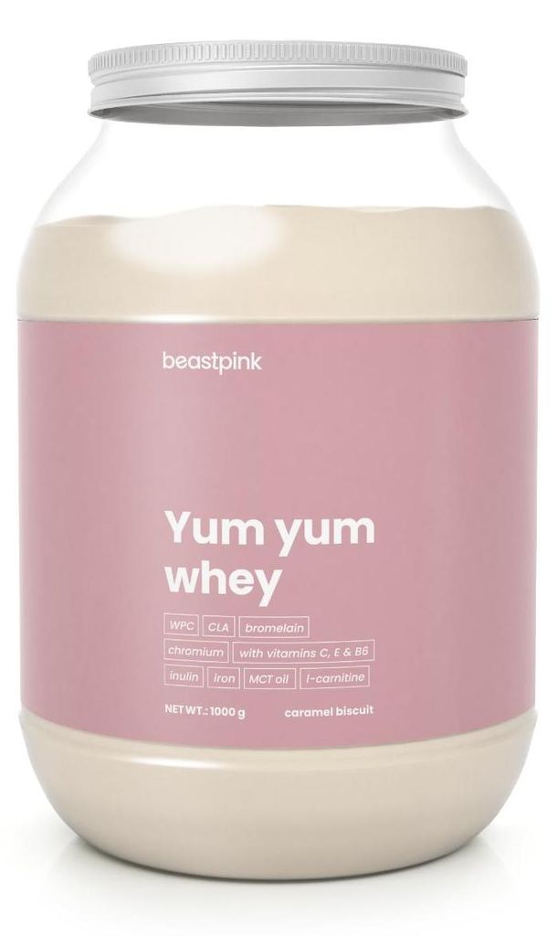 GymBeam - Yum Yum Whey - BeastPink, 1000 g, Karamellkeks Produktbild 