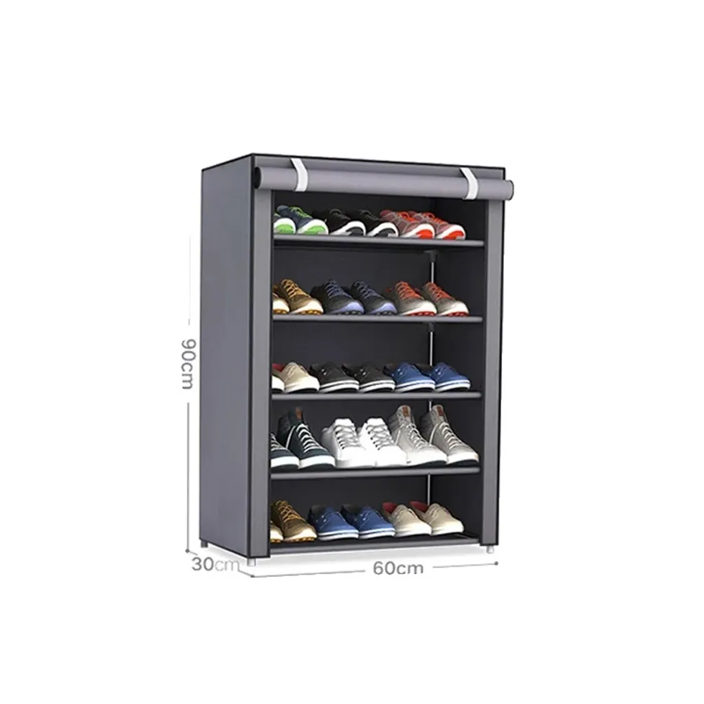 Organisateur d'étagères à chaussures en tissu beige pour entrée