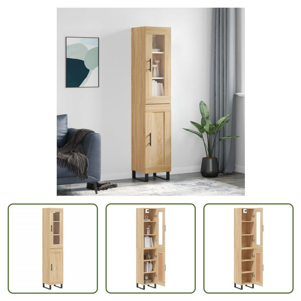 The Living Store Highboard Sonoma-Eiche 34,5x34x180 cm Holzwerkstoff