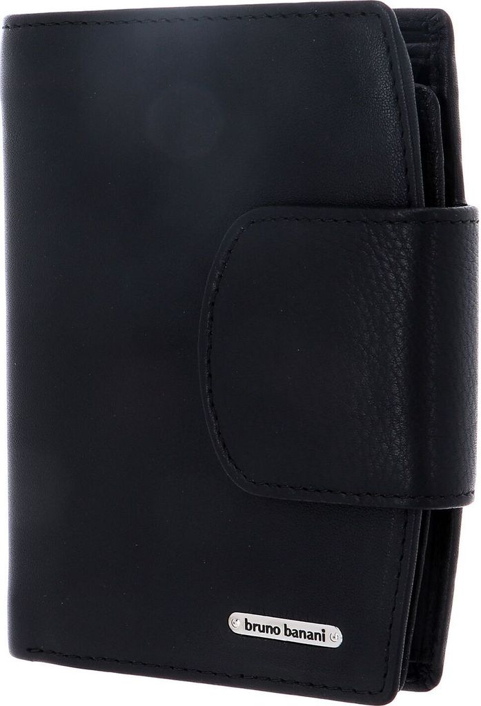 bruno banani Leder Geldbörse New York Wallet with Flap Black schwarz